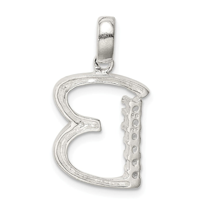 Million Charms 925 Sterling Silver (Cubic Zirconia) CZ Alphabet Letter Initial B Pendant