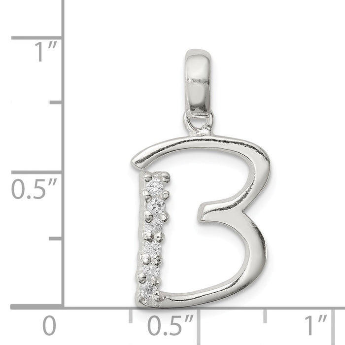 Million Charms 925 Sterling Silver (Cubic Zirconia) CZ Alphabet Letter Initial B Pendant