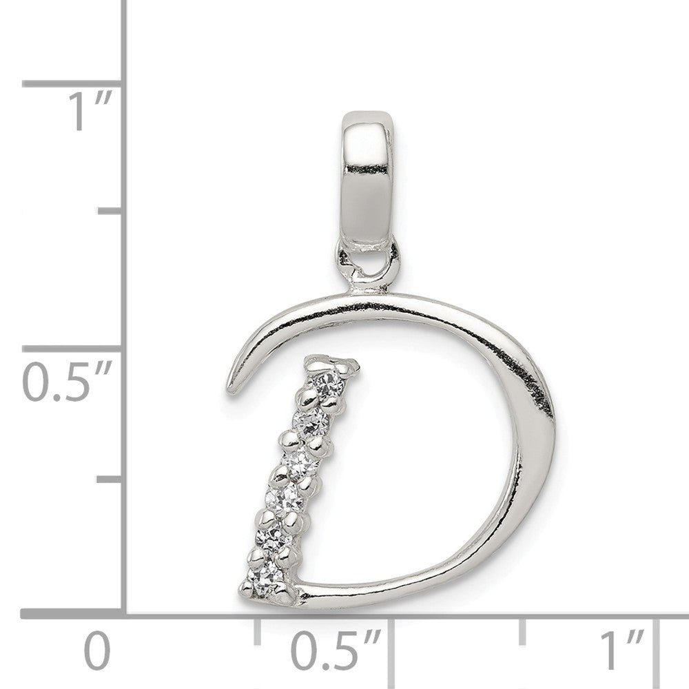 Million Charms 925 Sterling Silver (Cubic Zirconia) CZ Alphabet Letter Initial D Pendant