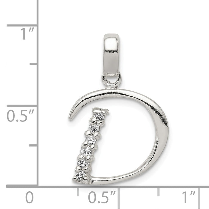 Million Charms 925 Sterling Silver (Cubic Zirconia) CZ Alphabet Letter Initial D Pendant