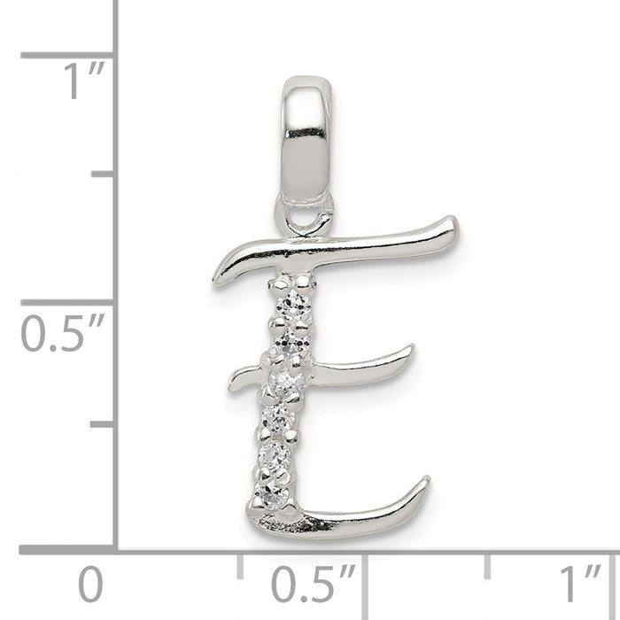 Million Charms 925 Sterling Silver (Cubic Zirconia) CZ Alphabet Letter Initial E Pendant