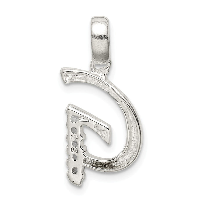 Million Charms 925 Sterling Silver (Cubic Zirconia) CZ Alphabet Letter Initial G Pendant