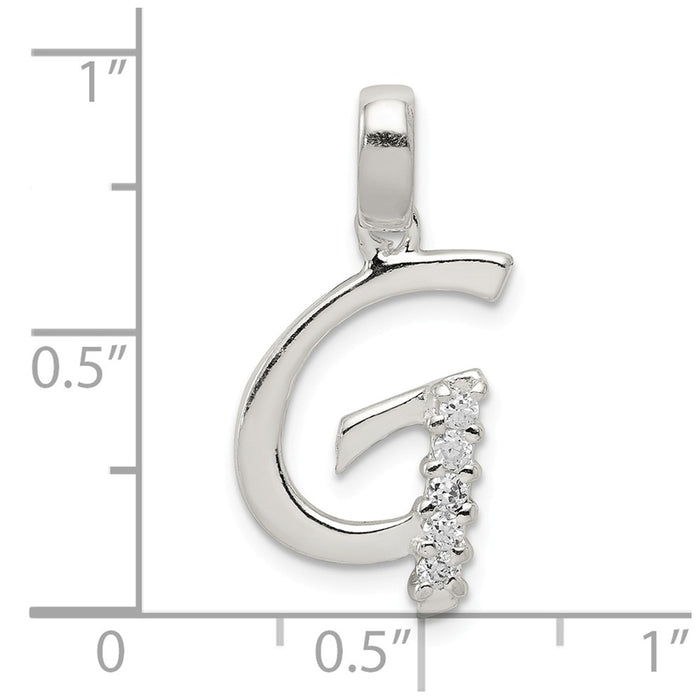 Million Charms 925 Sterling Silver (Cubic Zirconia) CZ Alphabet Letter Initial G Pendant