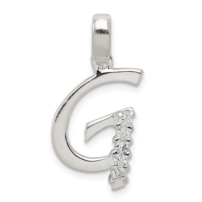 Million Charms 925 Sterling Silver (Cubic Zirconia) CZ Alphabet Letter Initial G Pendant