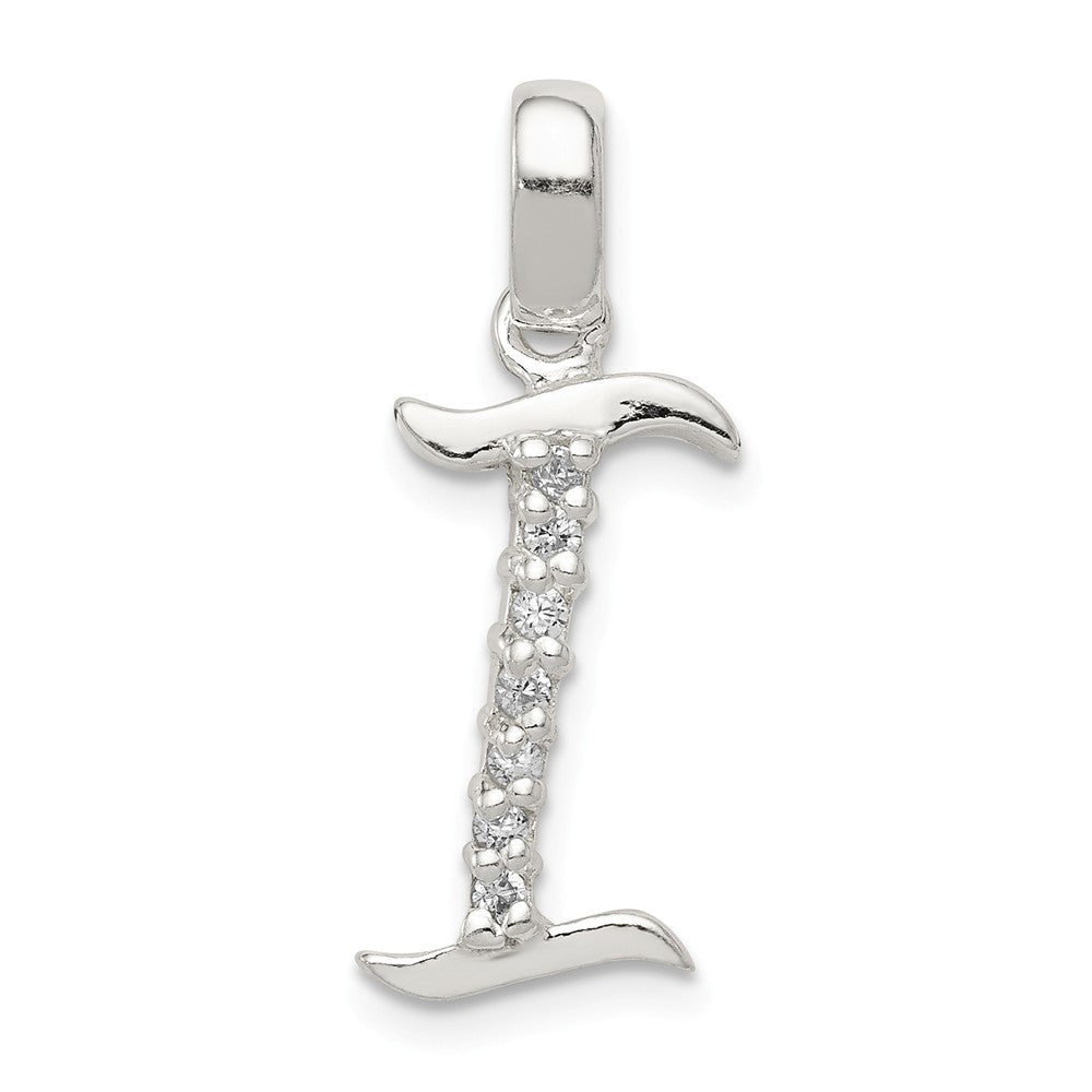 Million Charms 925 Sterling Silver (Cubic Zirconia) CZ Alphabet Letter Initial I Pendant