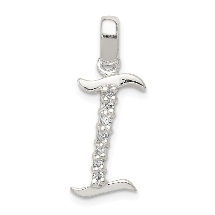 Million Charms 925 Sterling Silver (Cubic Zirconia) CZ Alphabet Letter Initial I Pendant