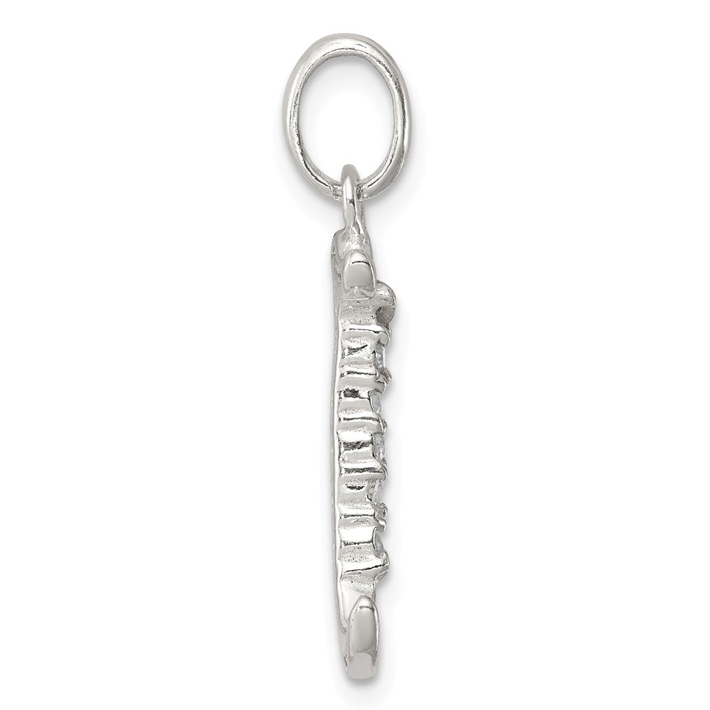 Million Charms 925 Sterling Silver (Cubic Zirconia) CZ Alphabet Letter Initial J Pendant