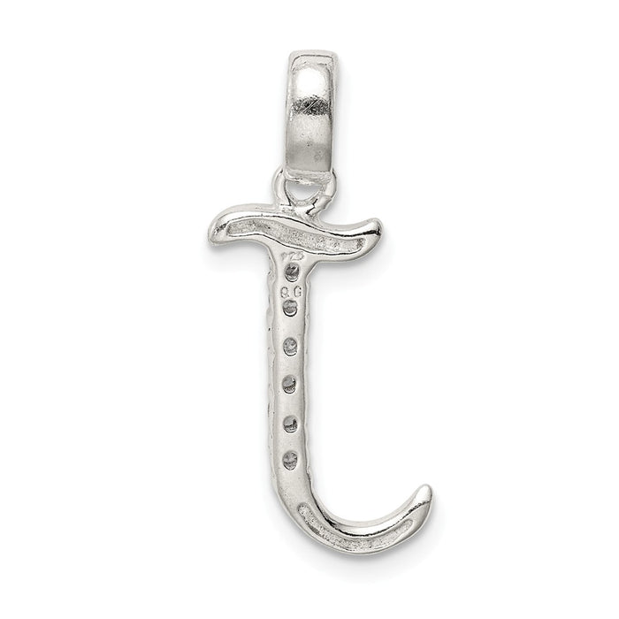 Million Charms 925 Sterling Silver (Cubic Zirconia) CZ Alphabet Letter Initial J Pendant