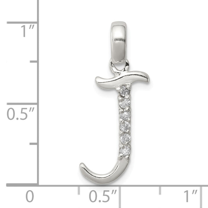 Million Charms 925 Sterling Silver (Cubic Zirconia) CZ Alphabet Letter Initial J Pendant