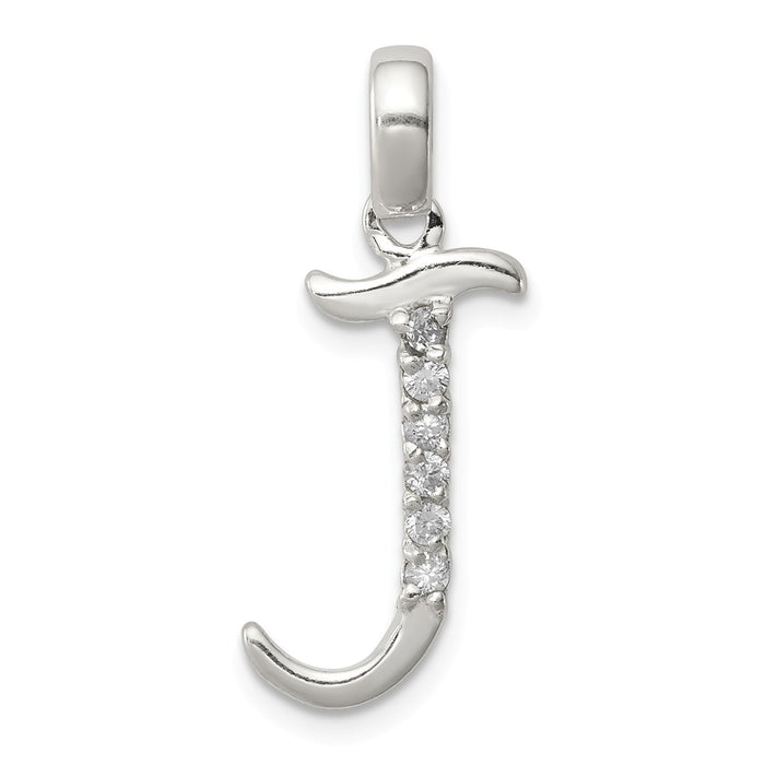 Million Charms 925 Sterling Silver (Cubic Zirconia) CZ Alphabet Letter Initial J Pendant