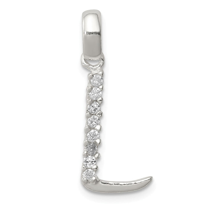 Million Charms 925 Sterling Silver (Cubic Zirconia) CZ Alphabet Letter Initial L Pendant