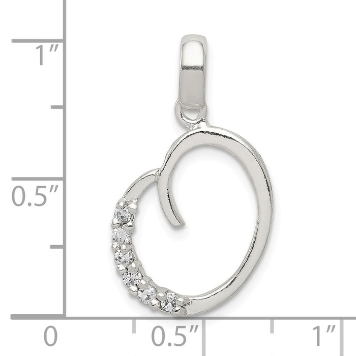 Million Charms 925 Sterling Silver (Cubic Zirconia) CZ Alphabet Letter Initial O Pendant