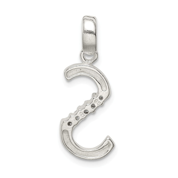 Million Charms 925 Sterling Silver (Cubic Zirconia) CZ Alphabet Letter Initial S Pendant