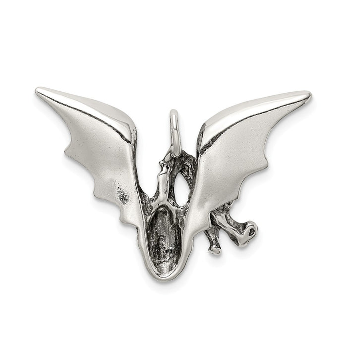 Million Charms 925 Sterling Silver Antiqued Dragon Pendant