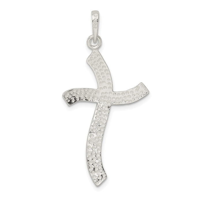 Million Charms 925 Sterling Silver Polished Freeform Relgious Cross Pendant