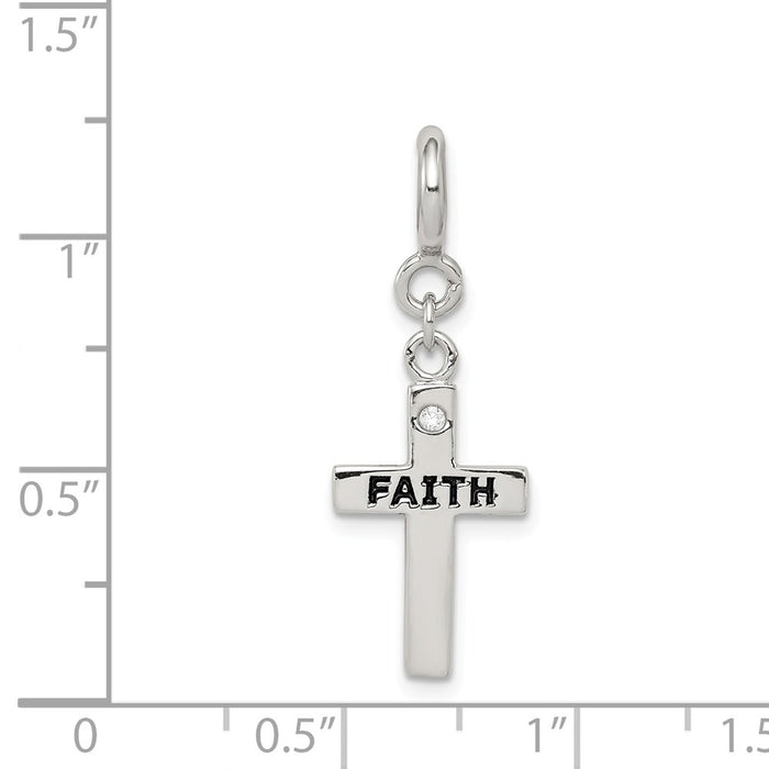 Million Charms 925 Sterling Silver (Cubic Zirconia) CZ Faith Relgious Cross Clip-On Charm