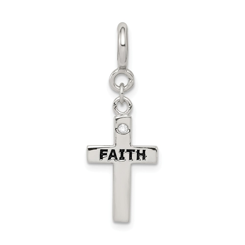 Million Charms 925 Sterling Silver (Cubic Zirconia) CZ Faith Relgious Cross Clip-On Charm