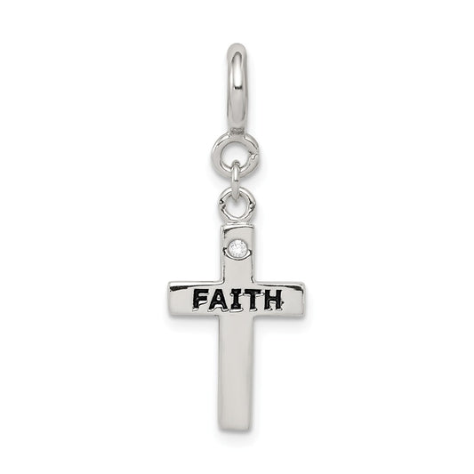 Million Charms 925 Sterling Silver (Cubic Zirconia) CZ Faith Relgious Cross Clip-On Charm