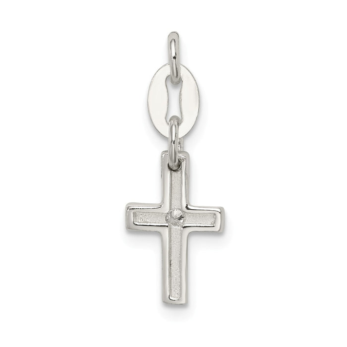 Million Charms 925 Sterling Silver & (Cubic Zirconia) CZ Polished Relgious Cross Charm