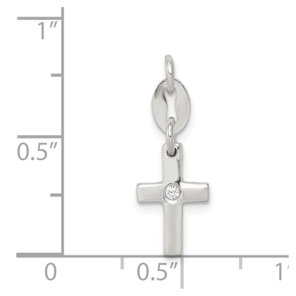 Million Charms 925 Sterling Silver & (Cubic Zirconia) CZ Polished Relgious Cross Charm