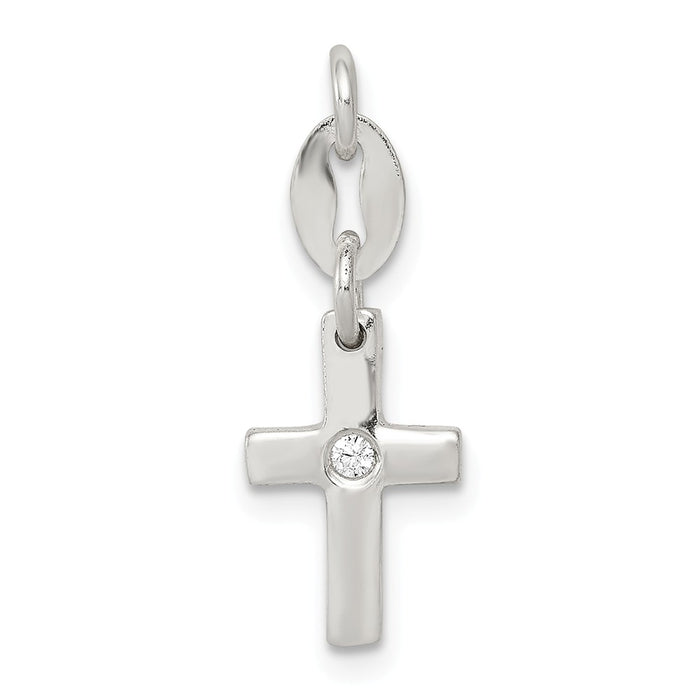 Million Charms 925 Sterling Silver & (Cubic Zirconia) CZ Polished Relgious Cross Charm