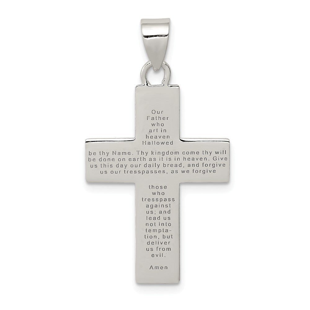 Million Charms 925 Sterling Silver Polished The Lords Prayer Relgious Cross Pendant