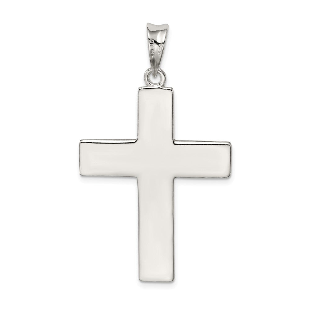 Million Charms 925 Sterling Silver Polished & Textured Relgious Cross Pendant