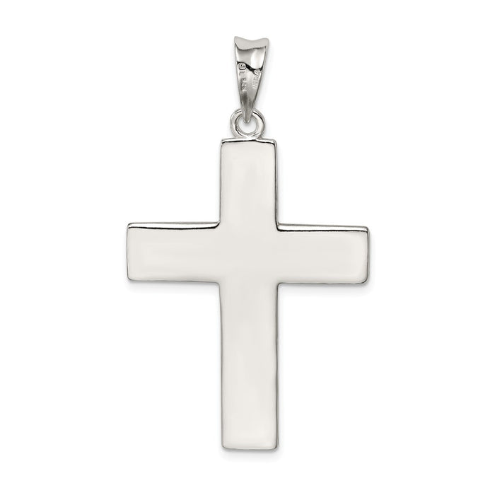 Million Charms 925 Sterling Silver Polished & Textured Relgious Cross Pendant
