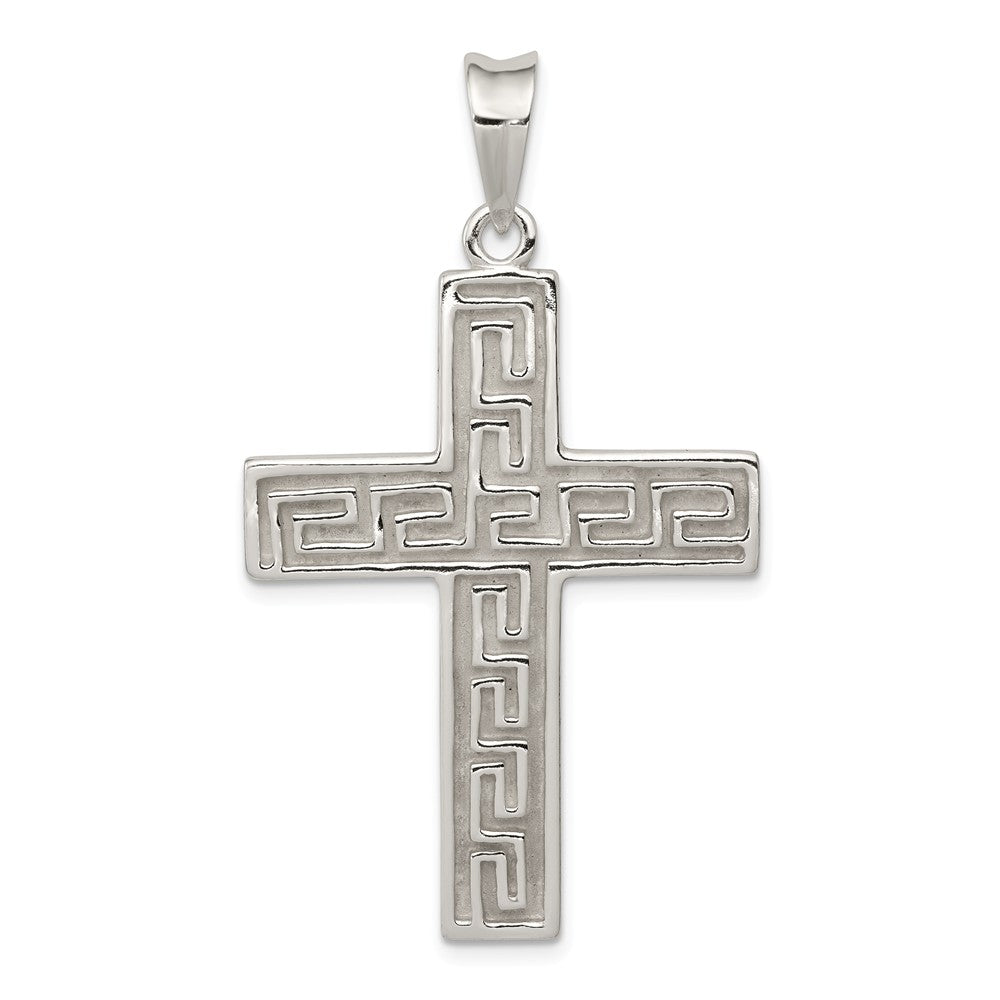 Million Charms 925 Sterling Silver Polished & Textured Relgious Cross Pendant