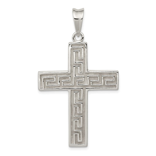 Million Charms 925 Sterling Silver Polished & Textured Relgious Cross Pendant