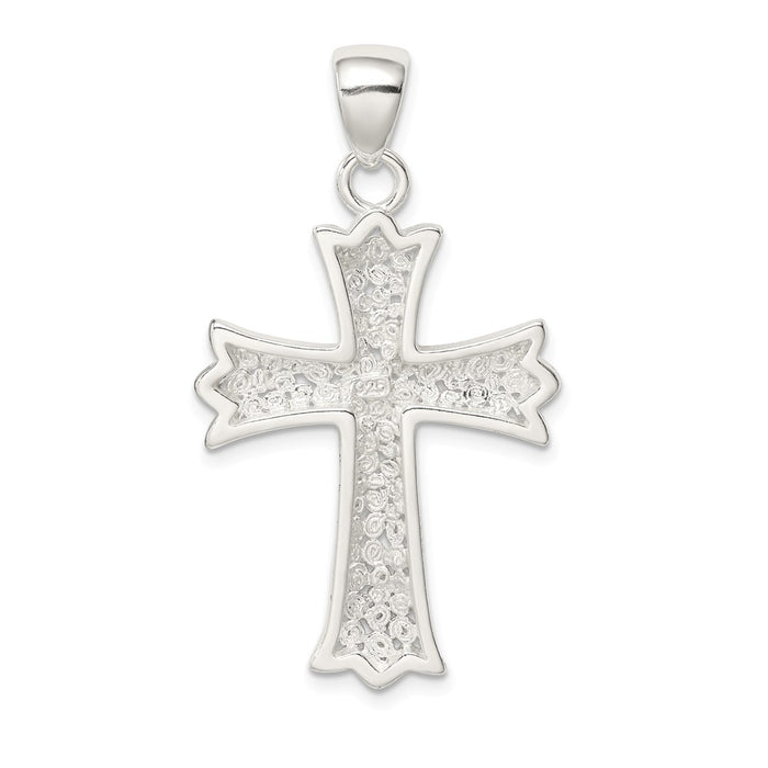 Million Charms 925 Sterling Silver Polished Filigree Relgious Cross Pendant