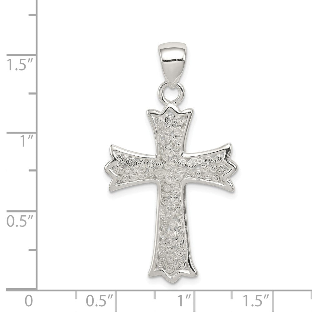Million Charms 925 Sterling Silver Polished Filigree Relgious Cross Pendant