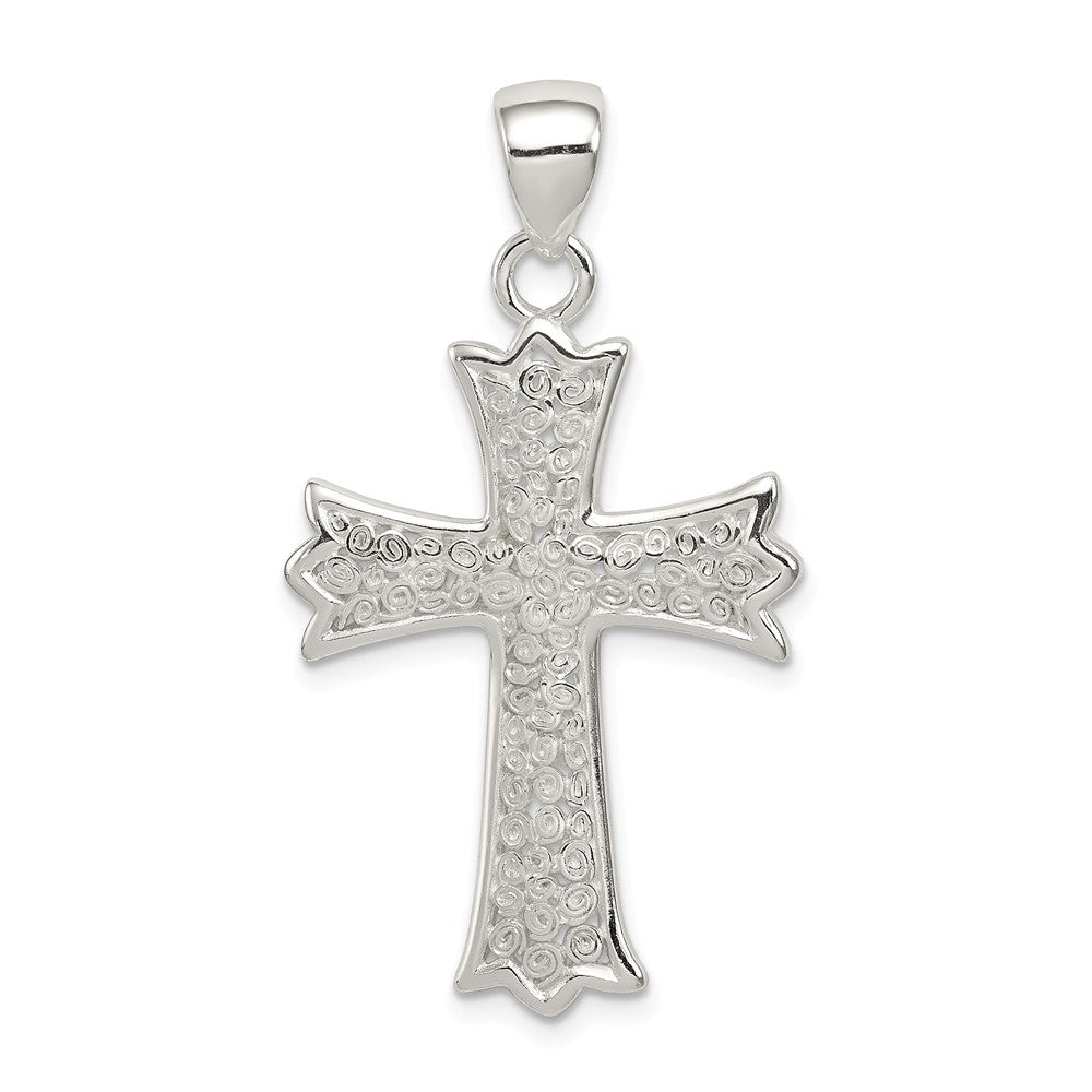 Million Charms 925 Sterling Silver Polished Filigree Relgious Cross Pendant