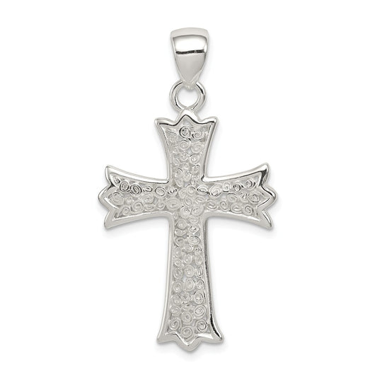 Million Charms 925 Sterling Silver Polished Filigree Relgious Cross Pendant