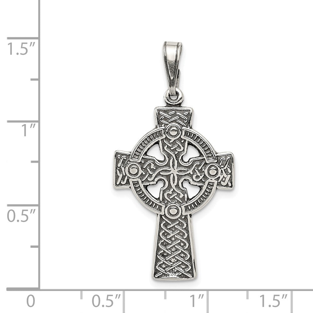 Million Charms 925 Sterling Silver Antiqued Celtic Relgious Cross Pendant