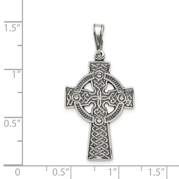 Million Charms 925 Sterling Silver Antiqued Celtic Relgious Cross Pendant