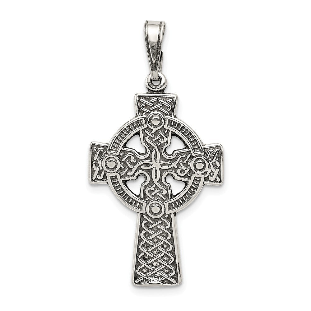 Million Charms 925 Sterling Silver Antiqued Celtic Relgious Cross Pendant