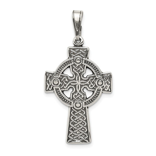 Million Charms 925 Sterling Silver Antiqued Celtic Relgious Cross Pendant