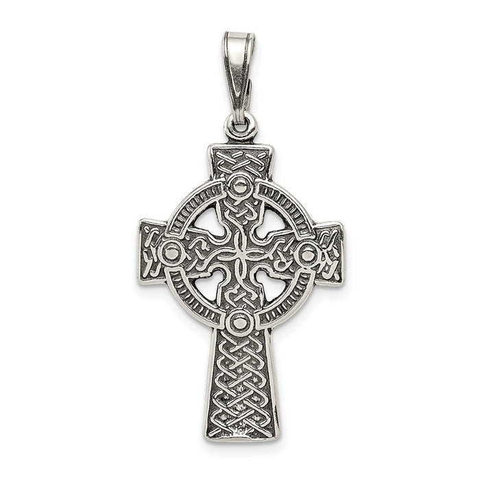 Million Charms 925 Sterling Silver Antiqued Celtic Relgious Cross Pendant