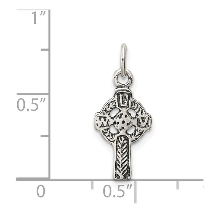 Million Charms 925 Sterling Silver Antiqued Celtic Relgious Cross Charm