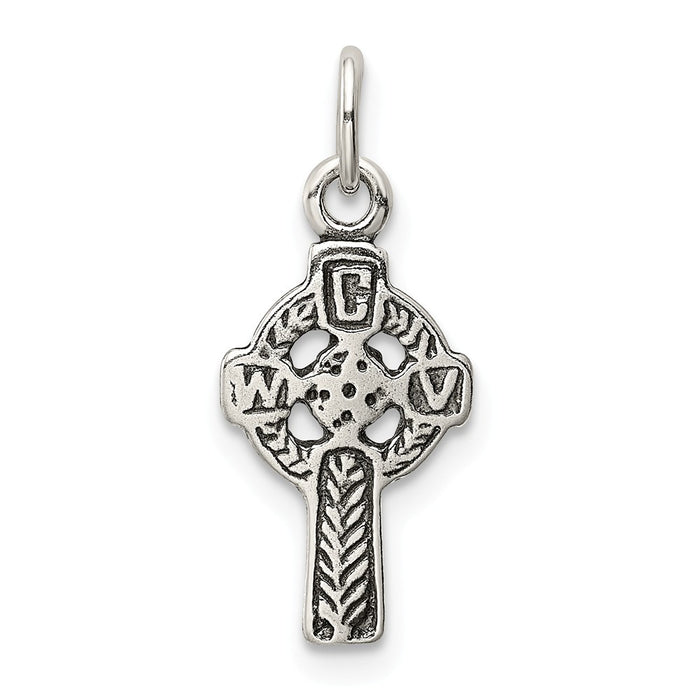 Million Charms 925 Sterling Silver Antiqued Celtic Relgious Cross Charm