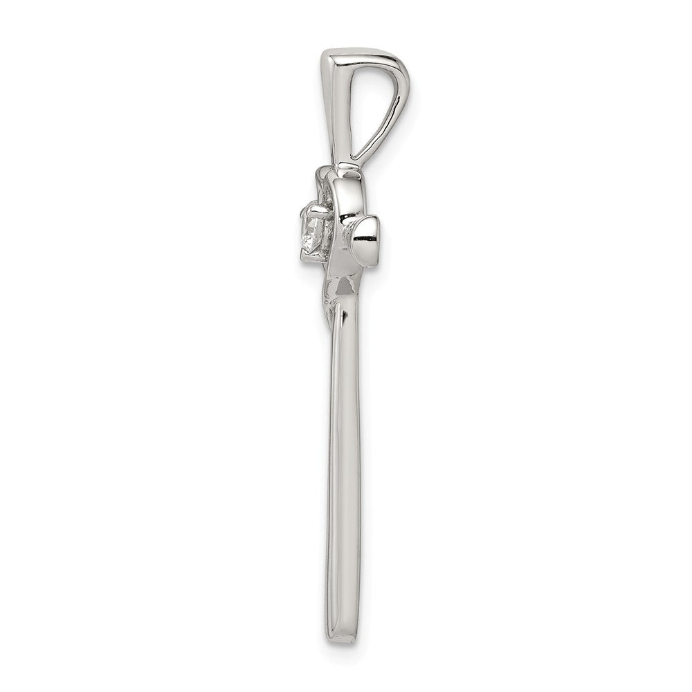 Million Charms 925 Sterling Silver (Cubic Zirconia) CZ In Heart Relgious Cross Pendant