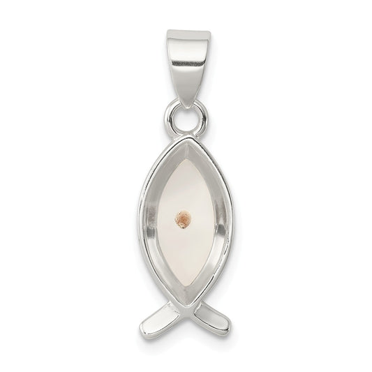 Million Charms 925 Sterling Silver Enameled With Mustard Seed Ichthus Fish Pendant