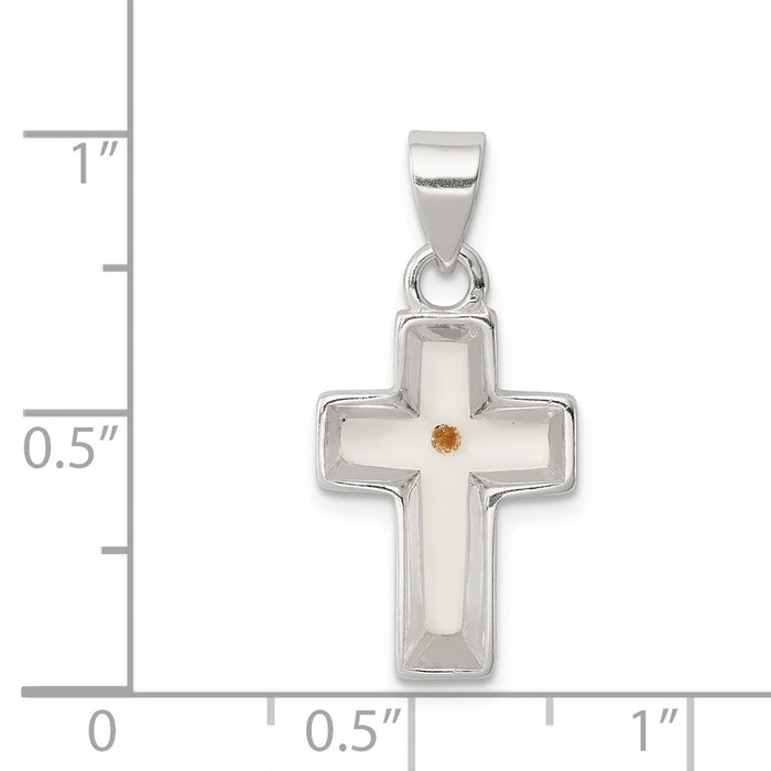 Million Charms 925 Sterling Silver Enameled With Mustard Seed Relgious Cross Pendant