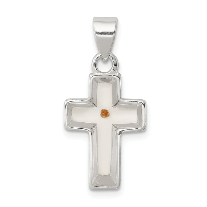 Million Charms 925 Sterling Silver Enameled With Mustard Seed Relgious Cross Pendant