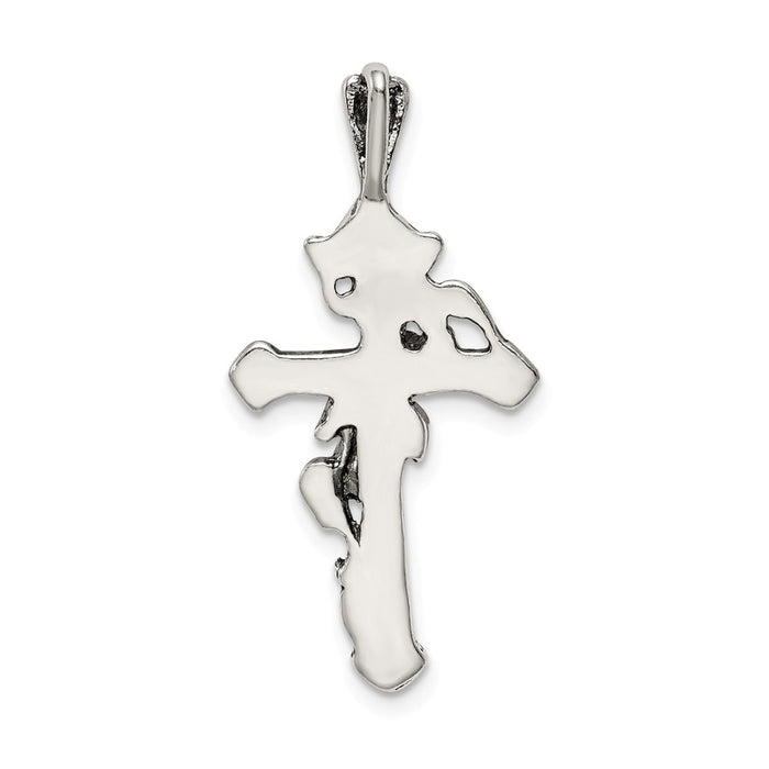 Million Charms 925 Sterling Silver Antiqued Flowered Relgious Cross Pendant