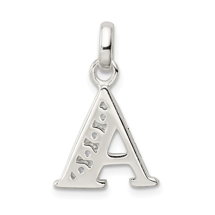 Million Charms 925 Sterling Silver White (Cubic Zirconia) CZ Alphabet Letter Initial A Pendant