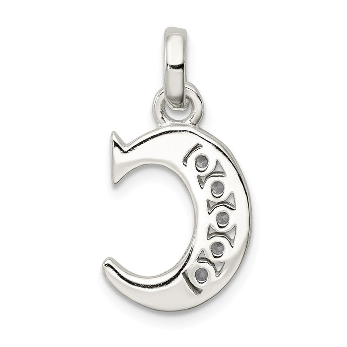 Million Charms 925 Sterling Silver White (Cubic Zirconia) CZ Alphabet Letter Initial C Pendant