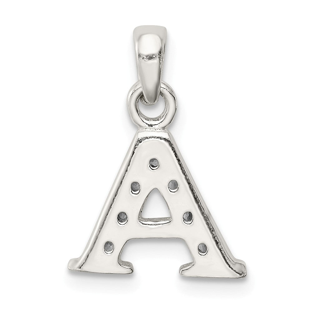 Million Charms 925 Sterling Silver (Cubic Zirconia) CZ Alphabet Letter Initial A Pendant