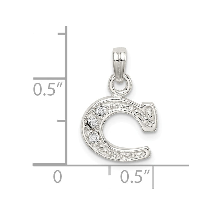 Million Charms 925 Sterling Silver (Cubic Zirconia) CZ Alphabet Letter Initial C Pendant